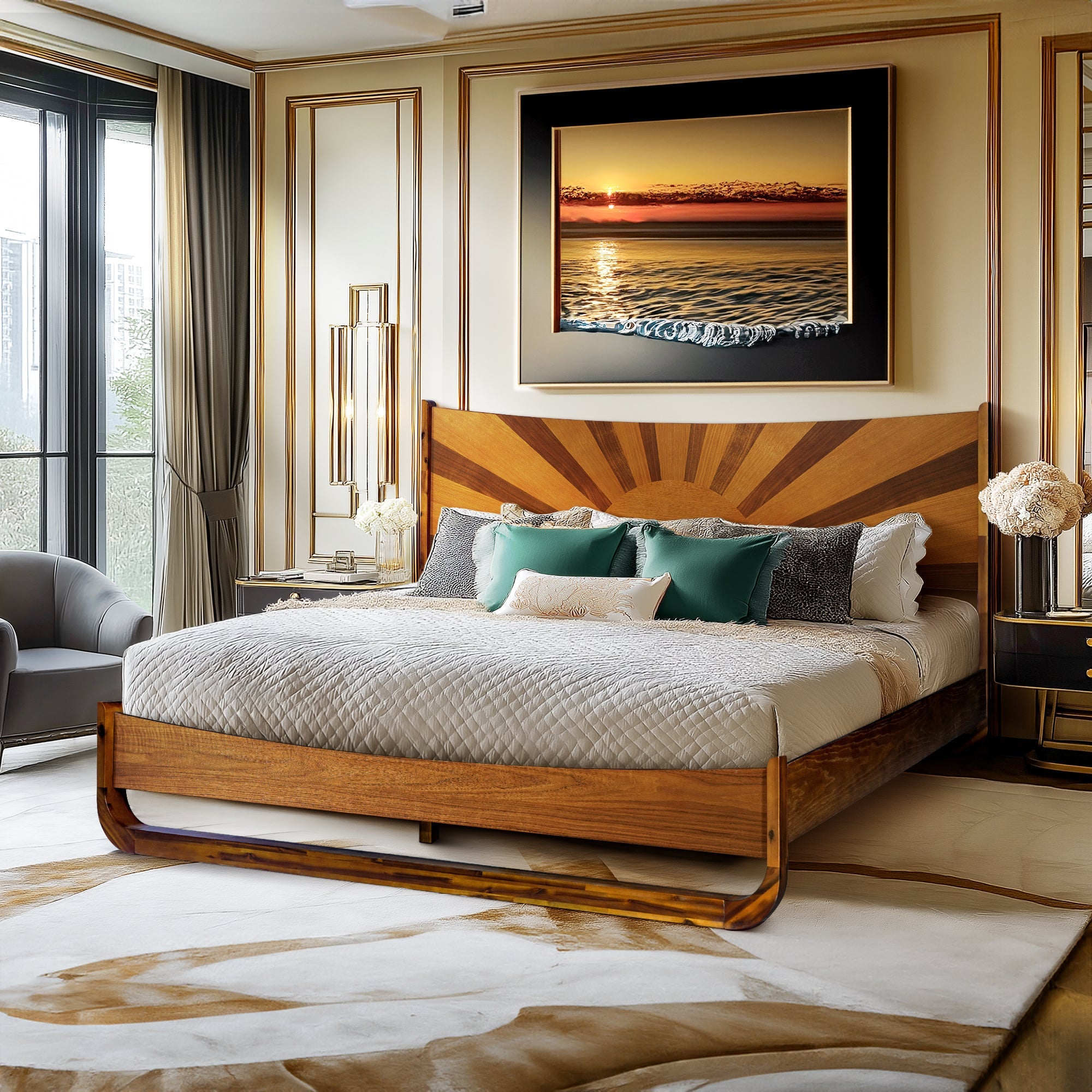 Rorns Sunset Platform Bed Frame with Headboard