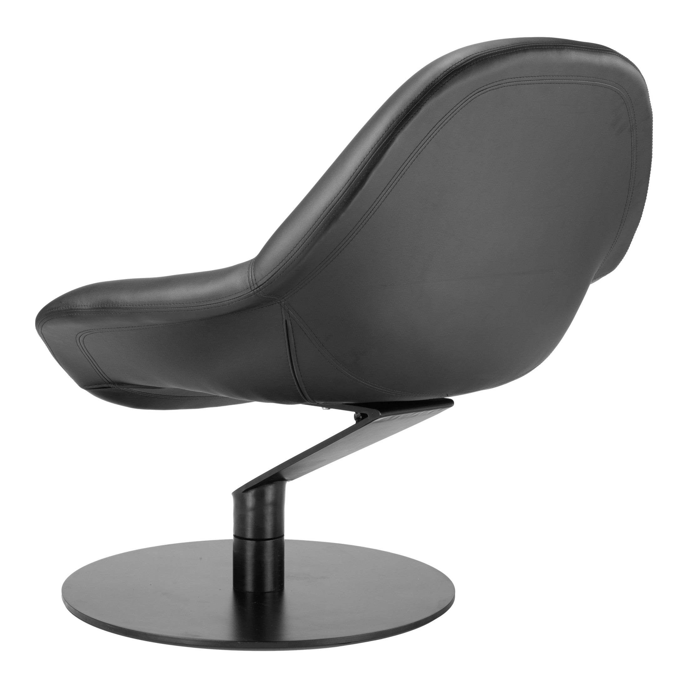 Modern black chair with a round base on a white background