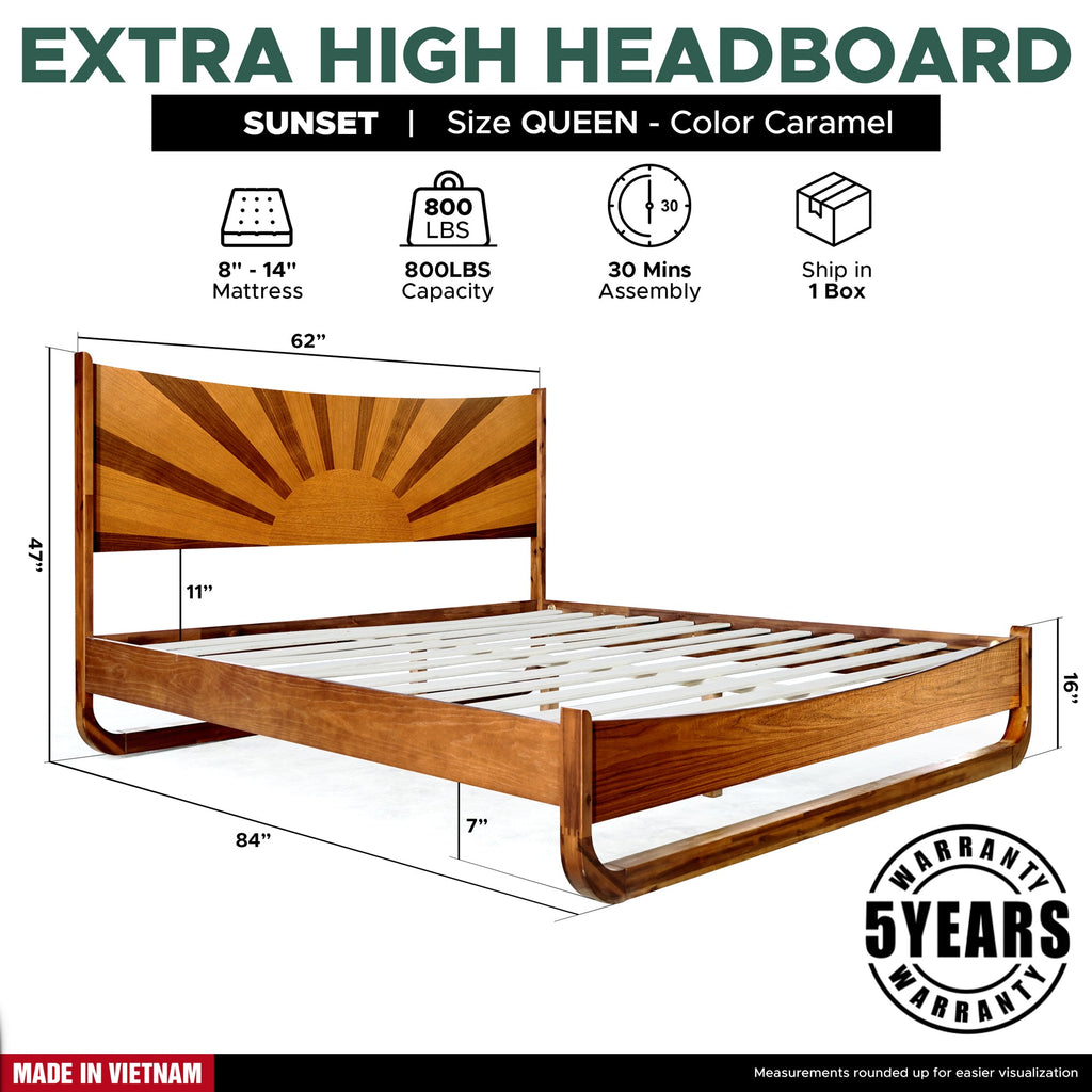 Rorns Sunset Platform Bed Frame with Headboard