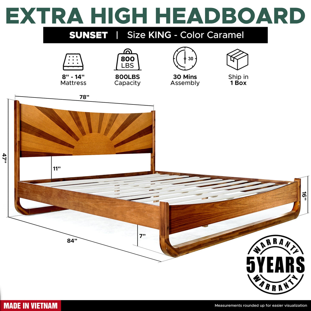 Rorns Sunset Platform Bed Frame with Headboard