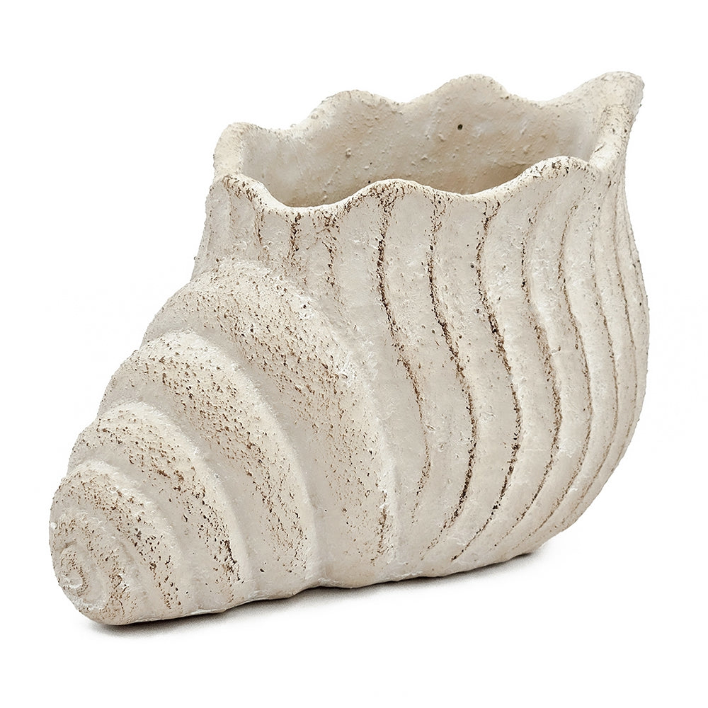 Ceramic vase with textured surface on a white background