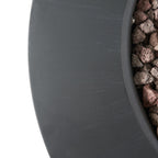 Gray fire pit with small rocks on a white background
