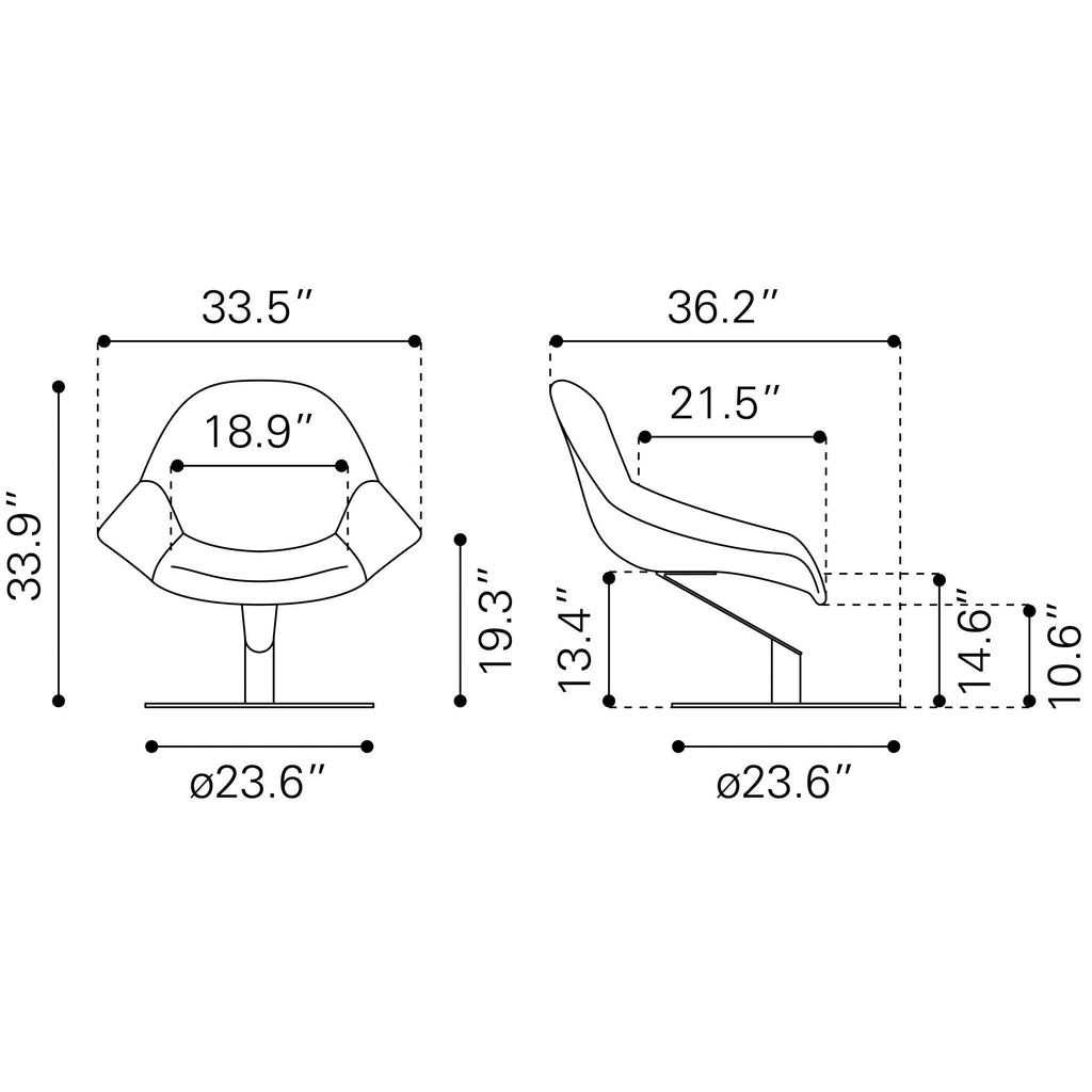 Measurement chart of a chair with dimensions labeled