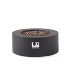 Black fire pit table on a white background