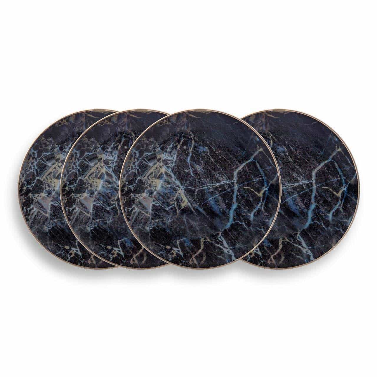 Black Marble Accent Salad Plate - Set of 4