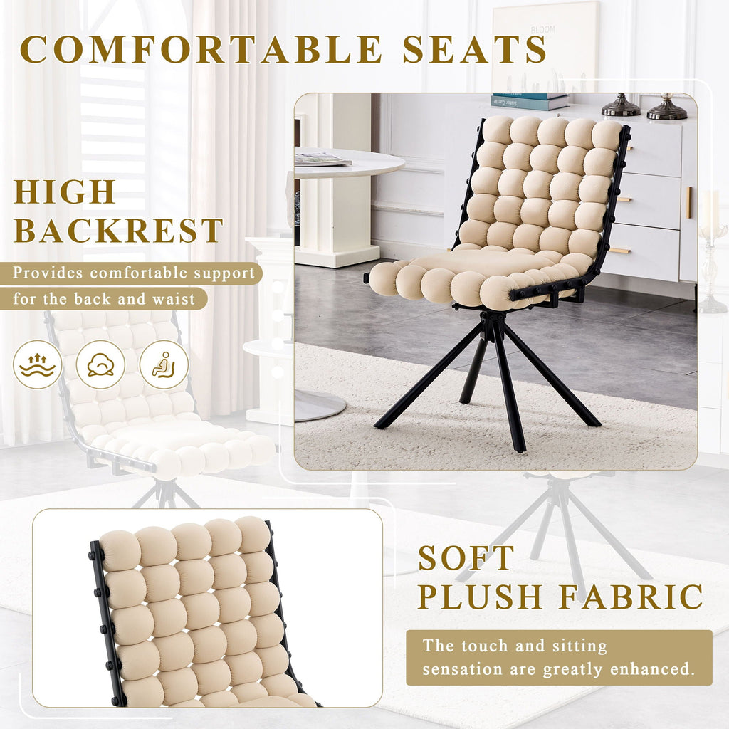Chair with high backrest and soft plush fabric in a home office setting