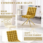 Yellow chair with gold legs in a modern interior setting, highlighting comfortable seats and high backrest features.