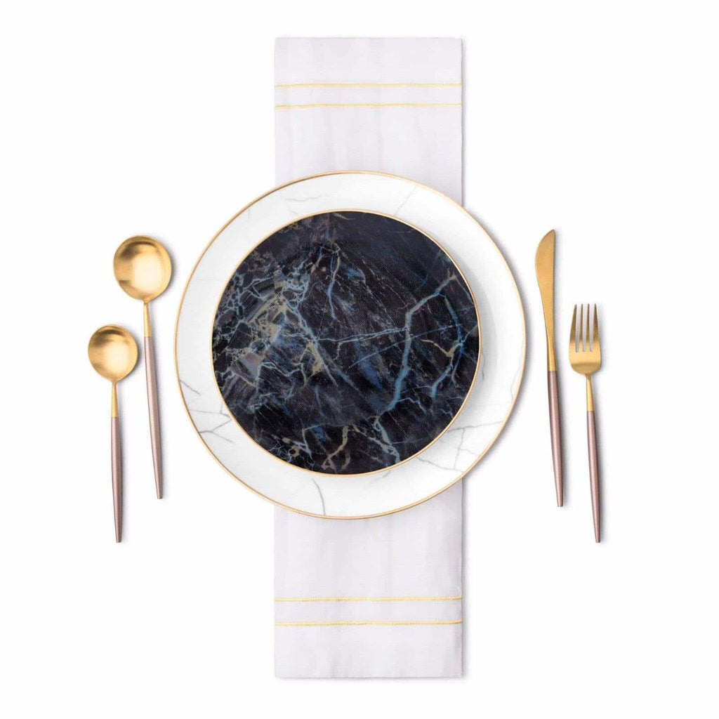 Black Marble Accent Salad Plate - Set of 4