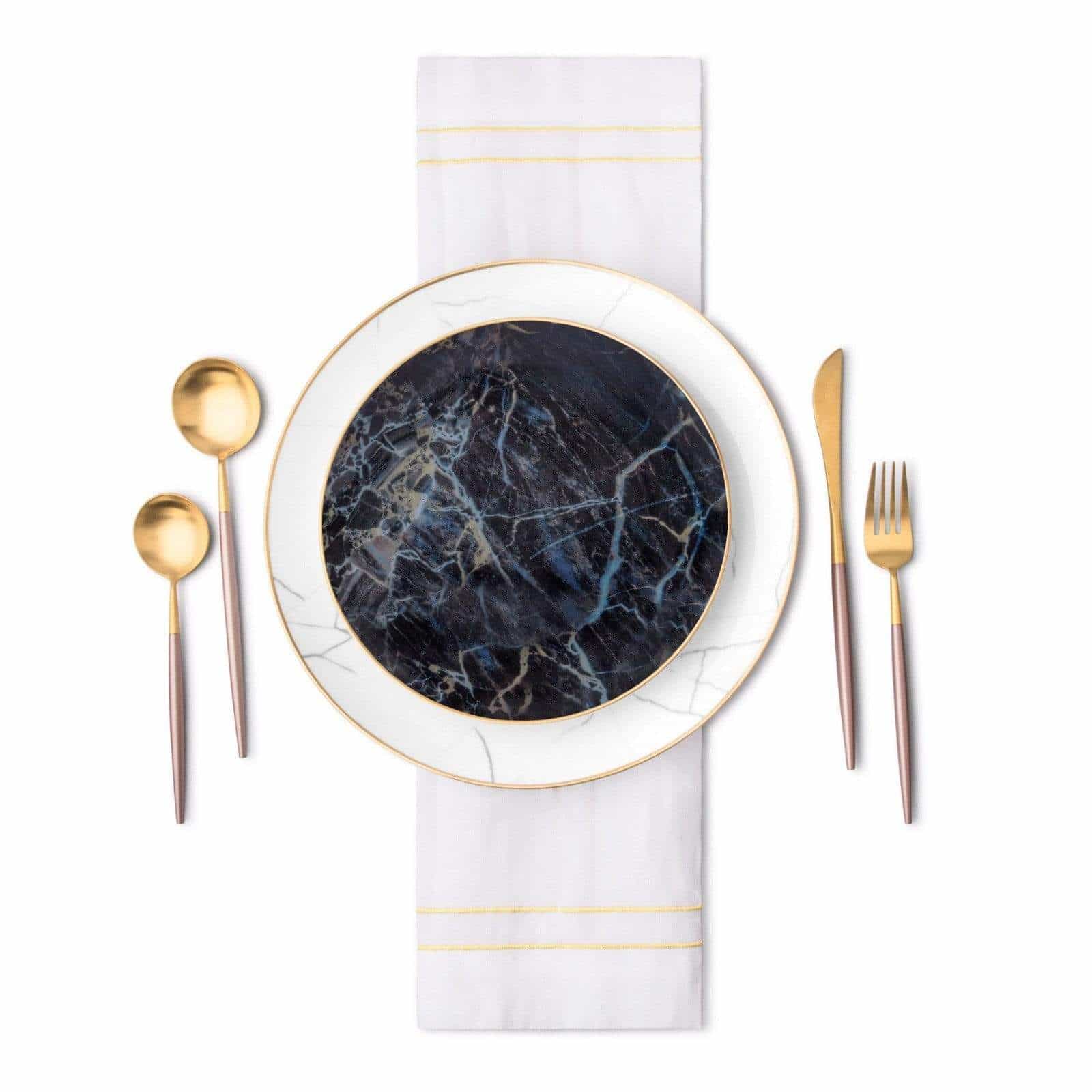 Black Marble Accent Salad Plate - Set of 4