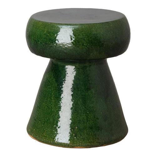 Green ceramic stool on a white background