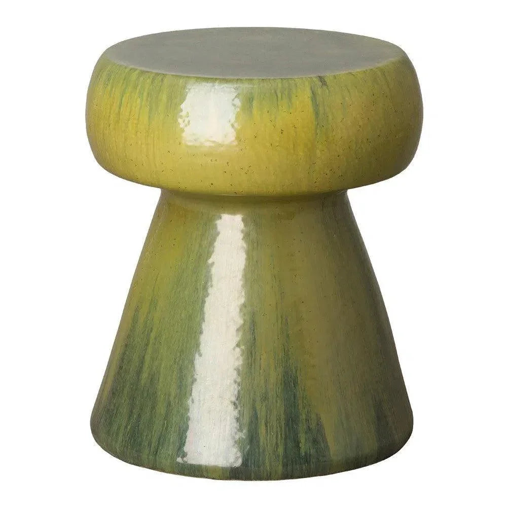 Green and yellow striped stool on a white background