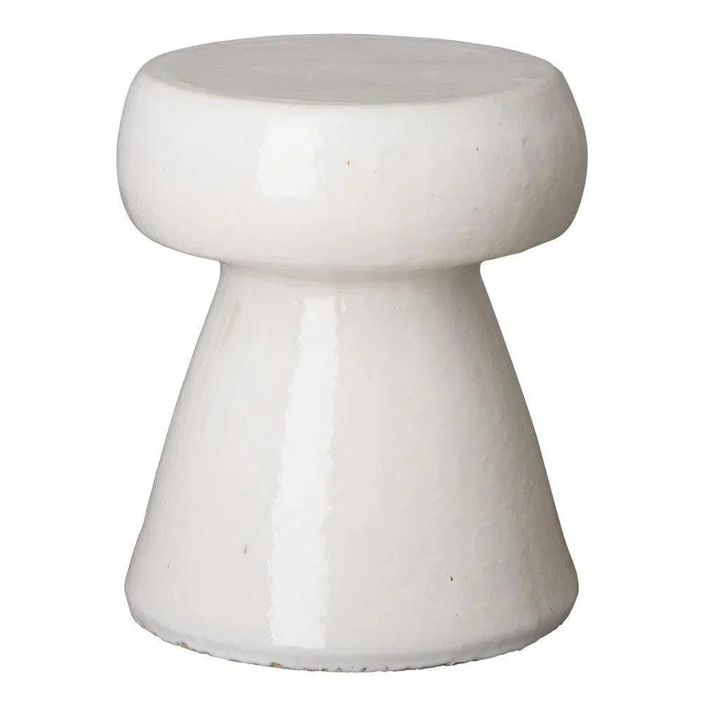 White cylindrical stool on a white background