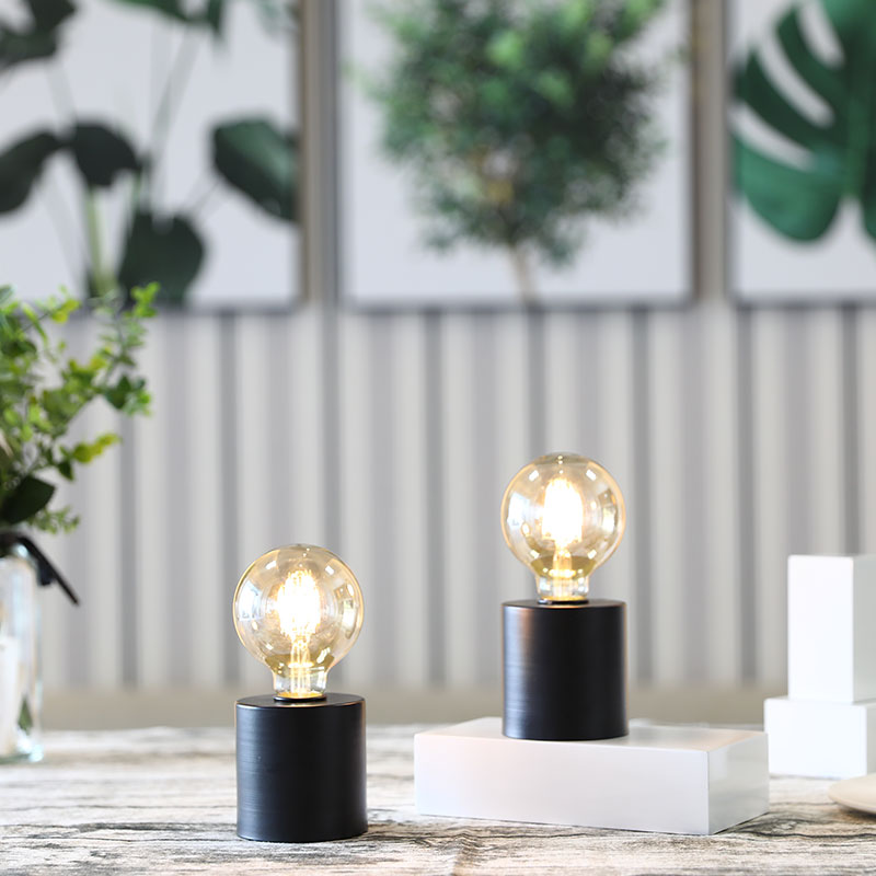 Tall Black Battery Powered Table Lamp 7" (Set of 2)