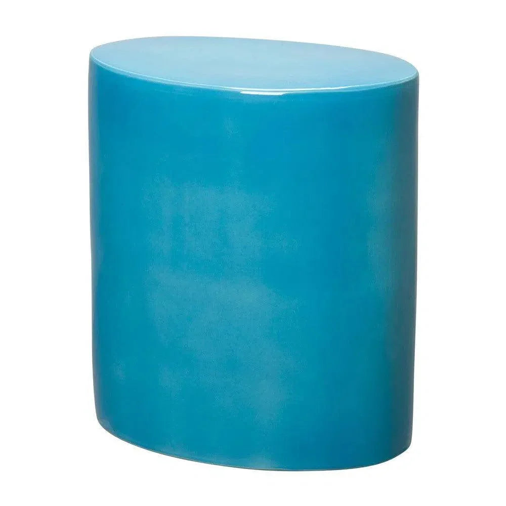 Blue cylindrical stool on a white background