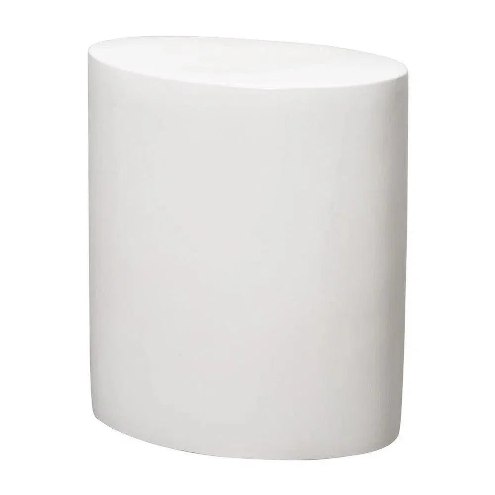 White cylindrical stool on a white background