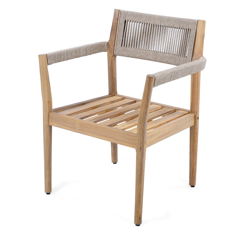 Wooden chair with woven backrest on a white background