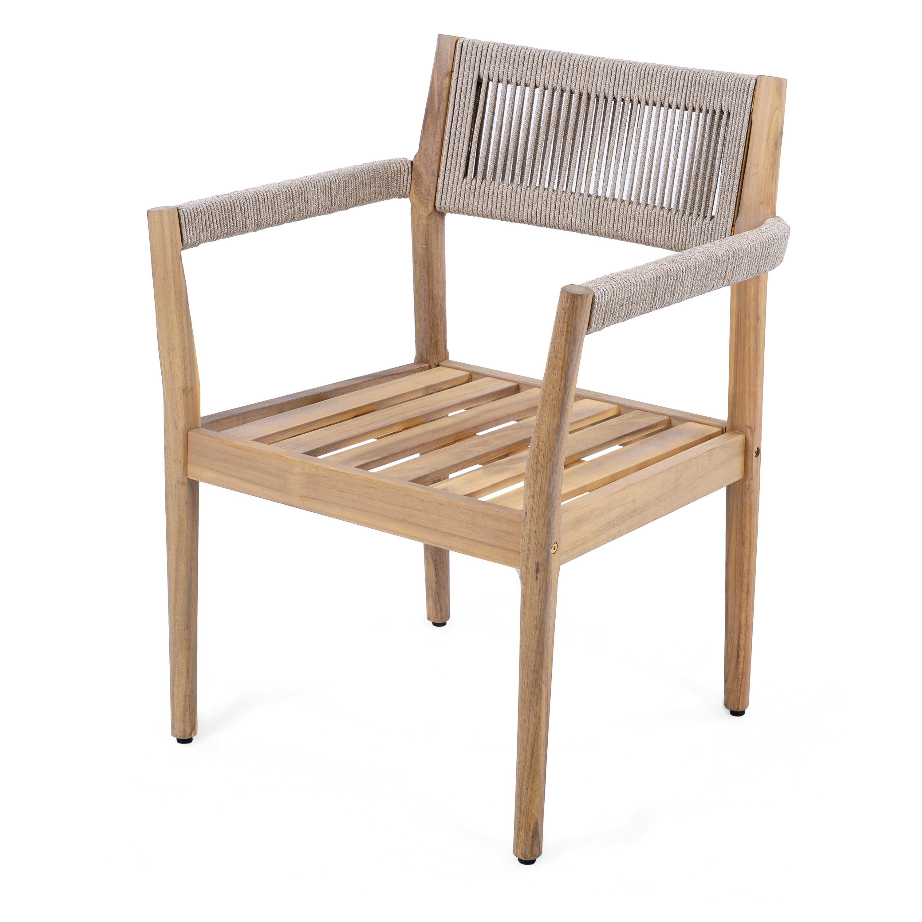 Wooden chair with woven backrest on a white background