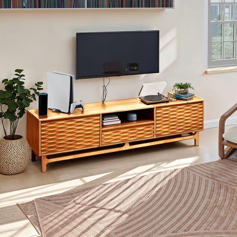 Acacia Elara Solid Wood TV Stand with Storage and Cable Management