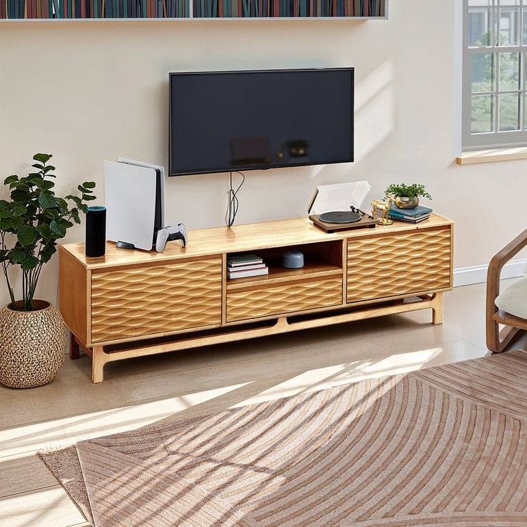 Acacia Elara Solid Wood TV Stand with Storage and Cable Management