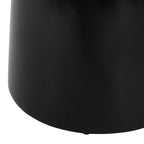 Close-up of a black cylindrical side table bottom on a white background