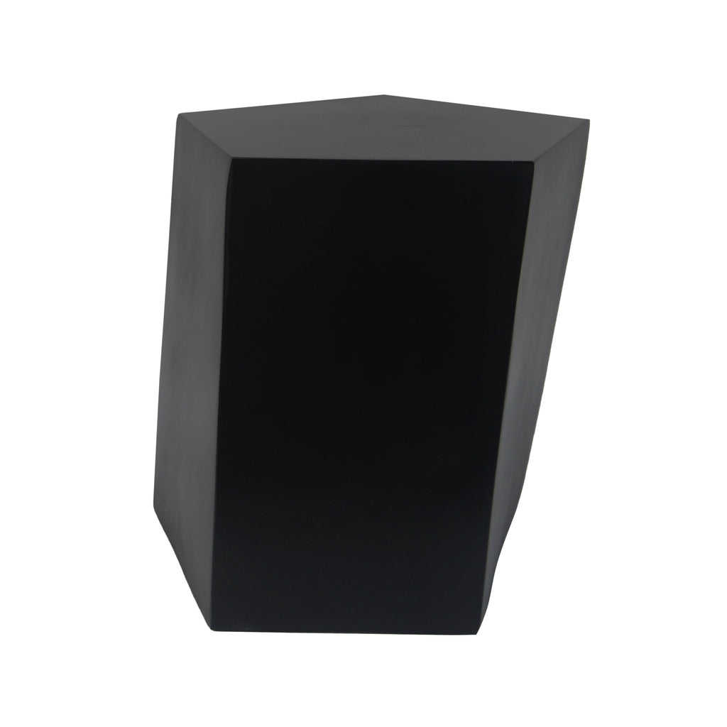 Black geometric side table on a white background