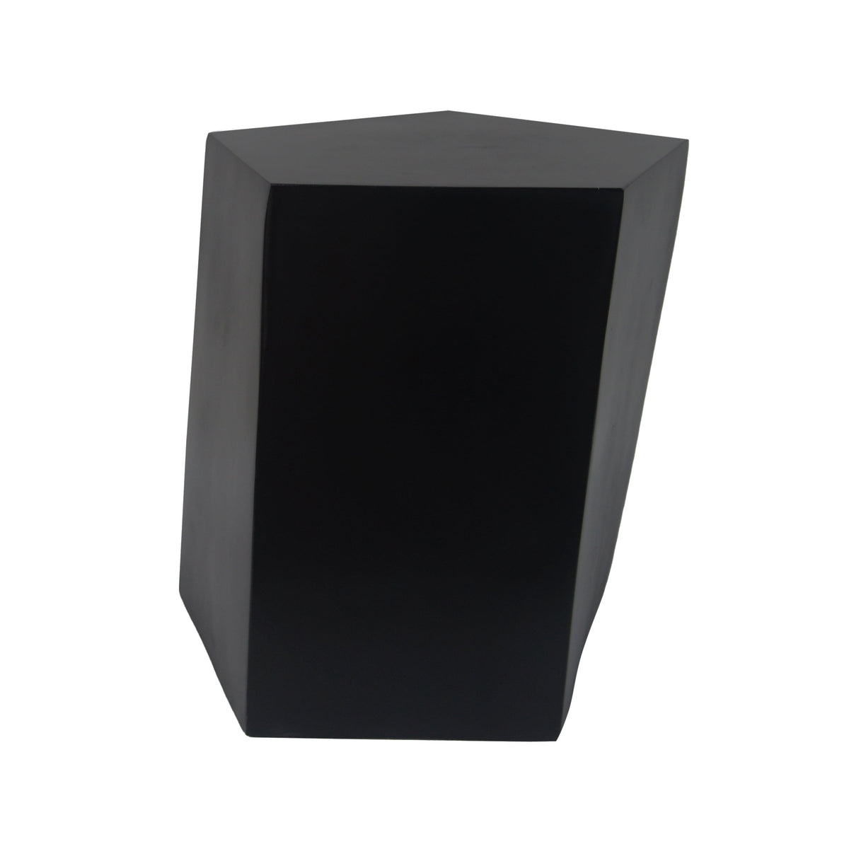 Black geometric side table on a white background