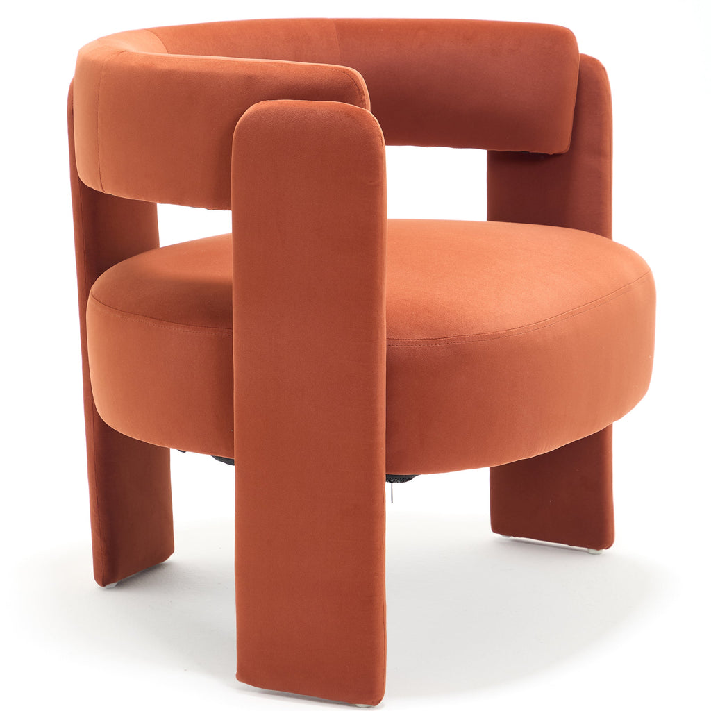 Orange chair with a modern design on a white background
