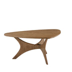 Wooden coffee table with unique design on a white background