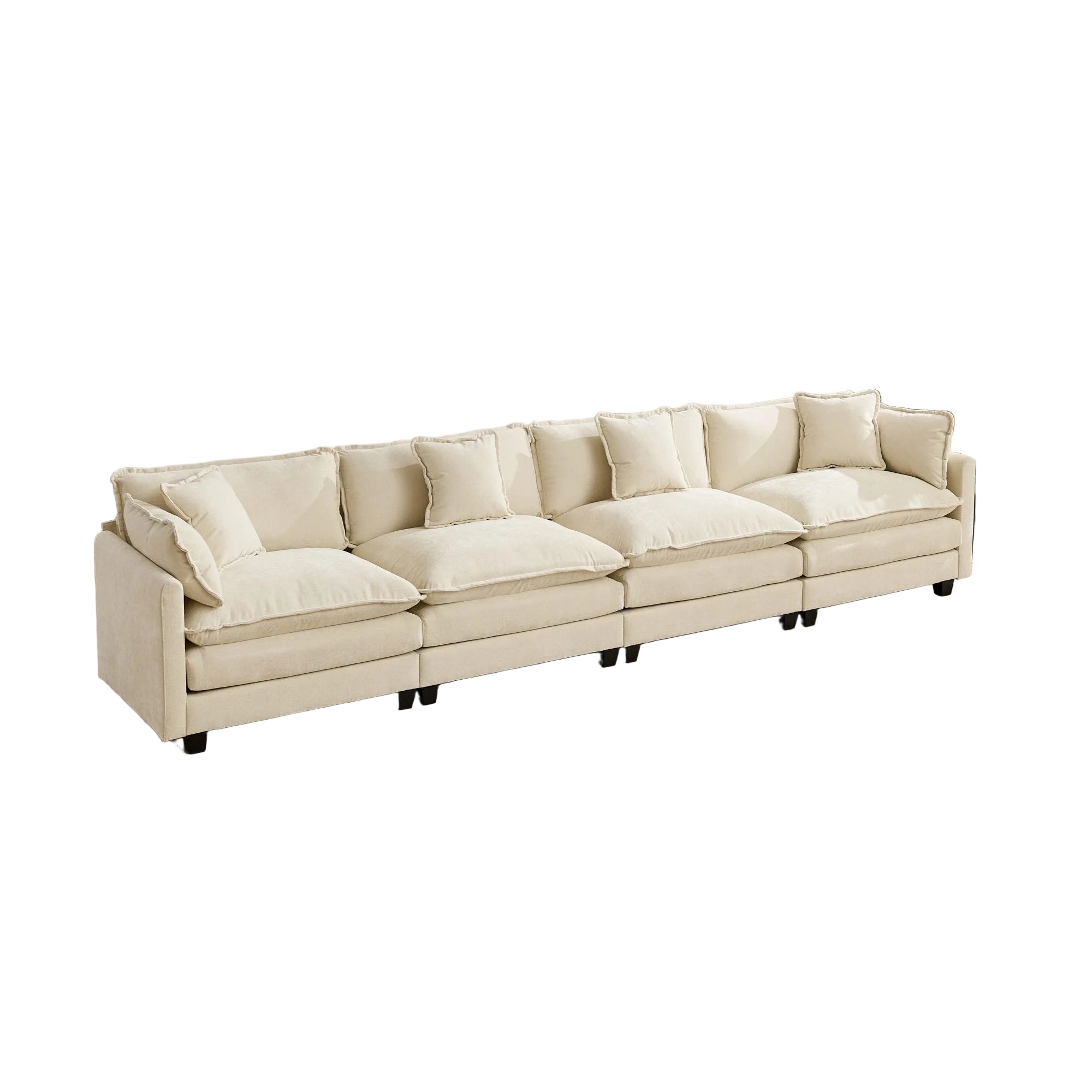 Beige sectional sofa on a white background
