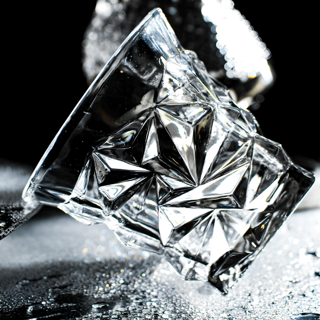 Close-up of a clear diamond on a dark background