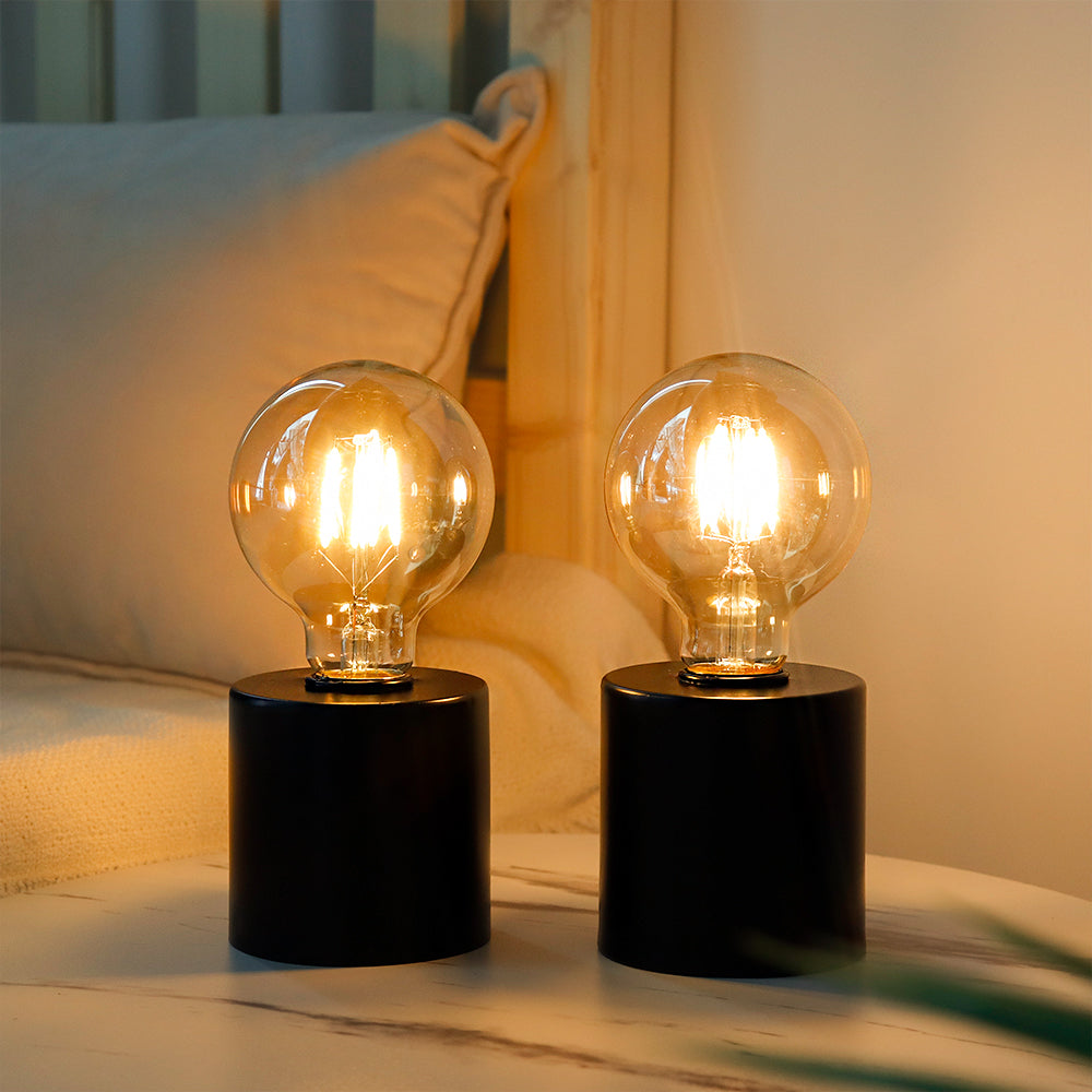 Tall Black Battery Powered Table Lamp 7" (Set of 2)