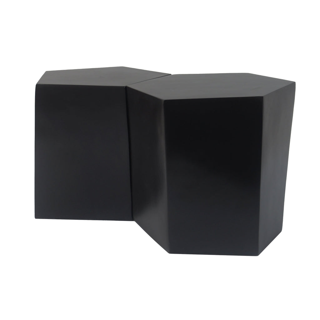 Black geometric coffee table on a white background