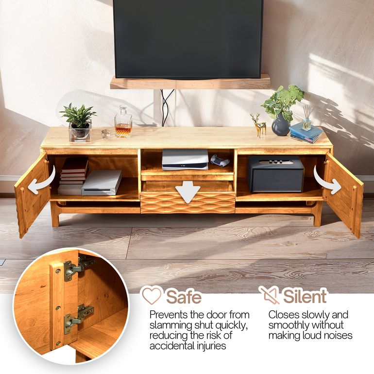 Acacia Elara Solid Wood TV Stand with Storage and Cable Management