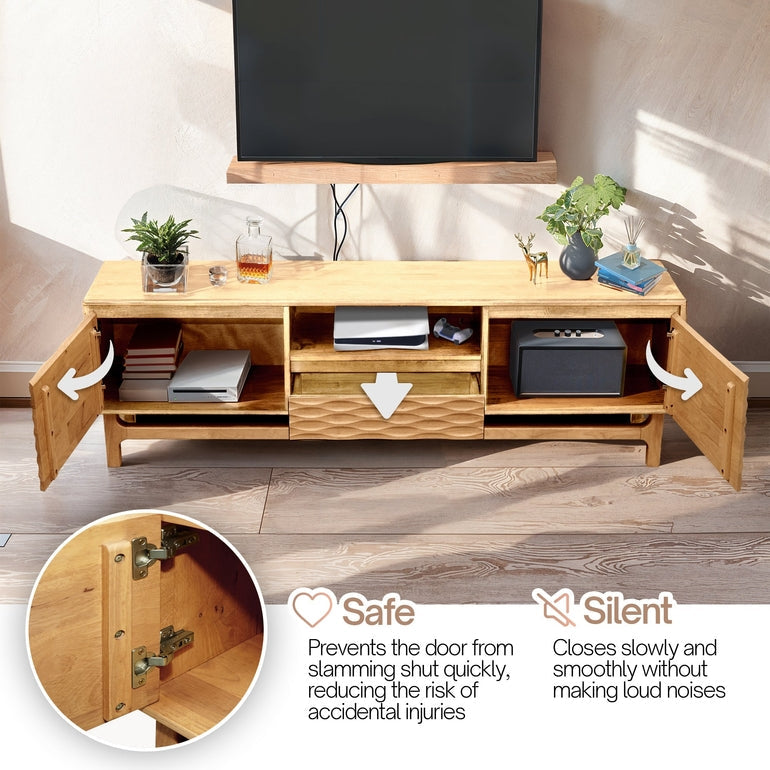 Acacia Elara Solid Wood TV Stand with Storage and Cable Management