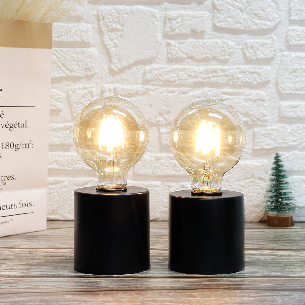 Tall Black Battery Powered Table Lamp 7" (Set of 2)