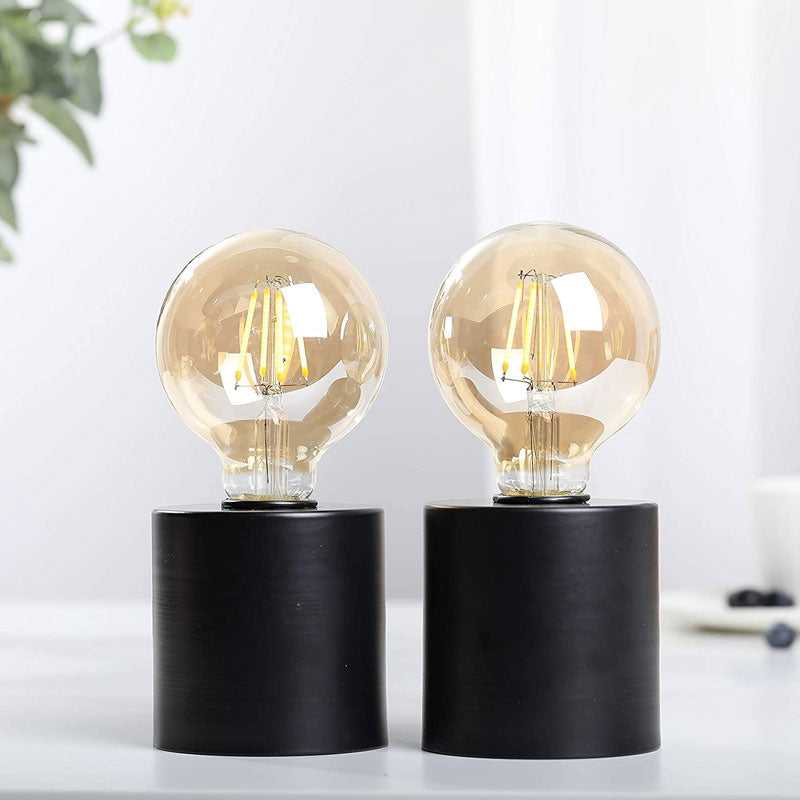 Tall Black Battery Powered Table Lamp 7" (Set of 2)