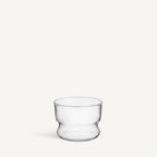 Clear glass cup on a white background