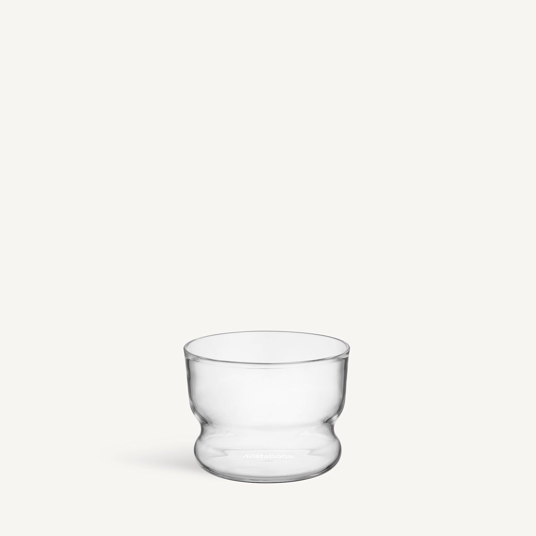 Clear glass cup on a white background