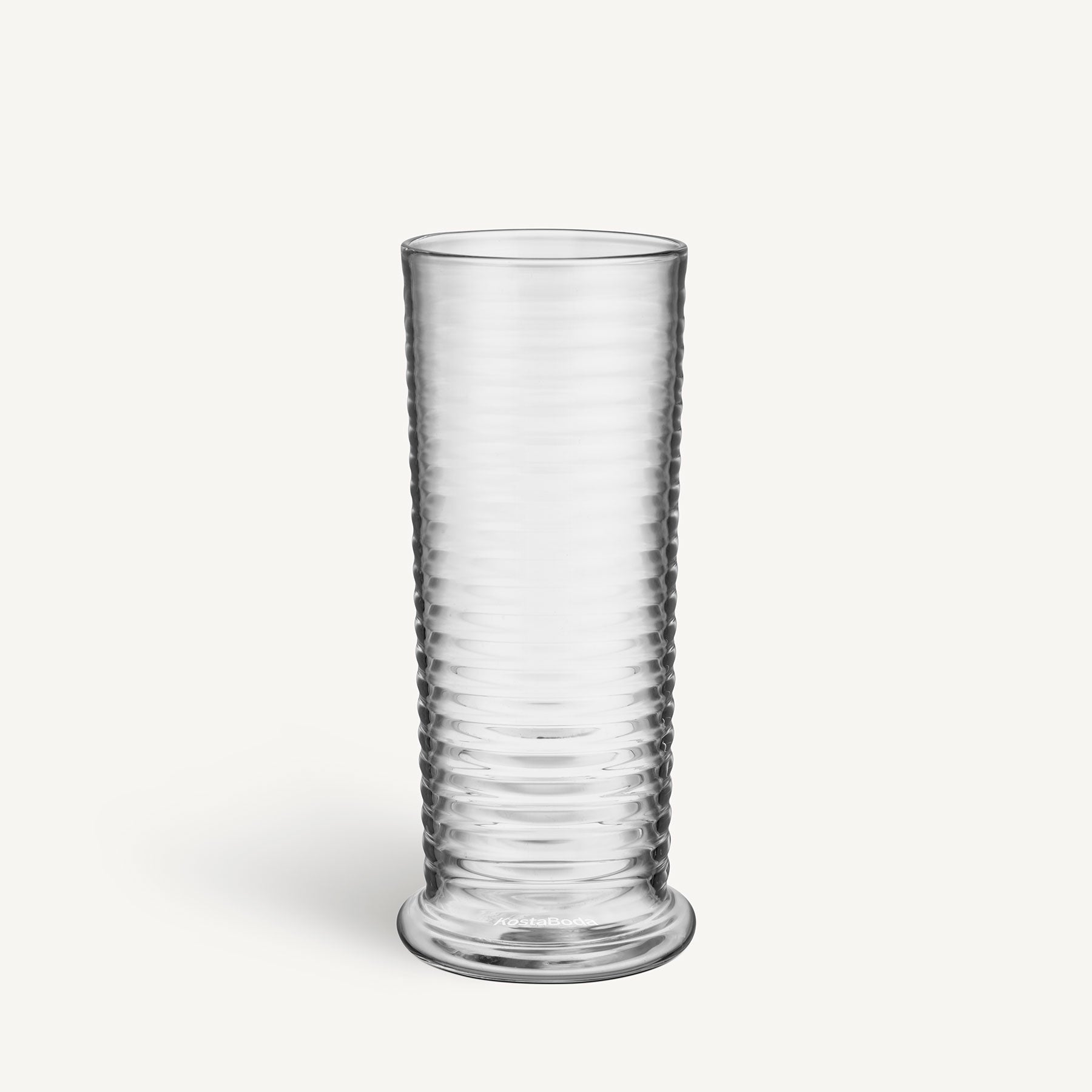 Clear glass with textured design on a white background