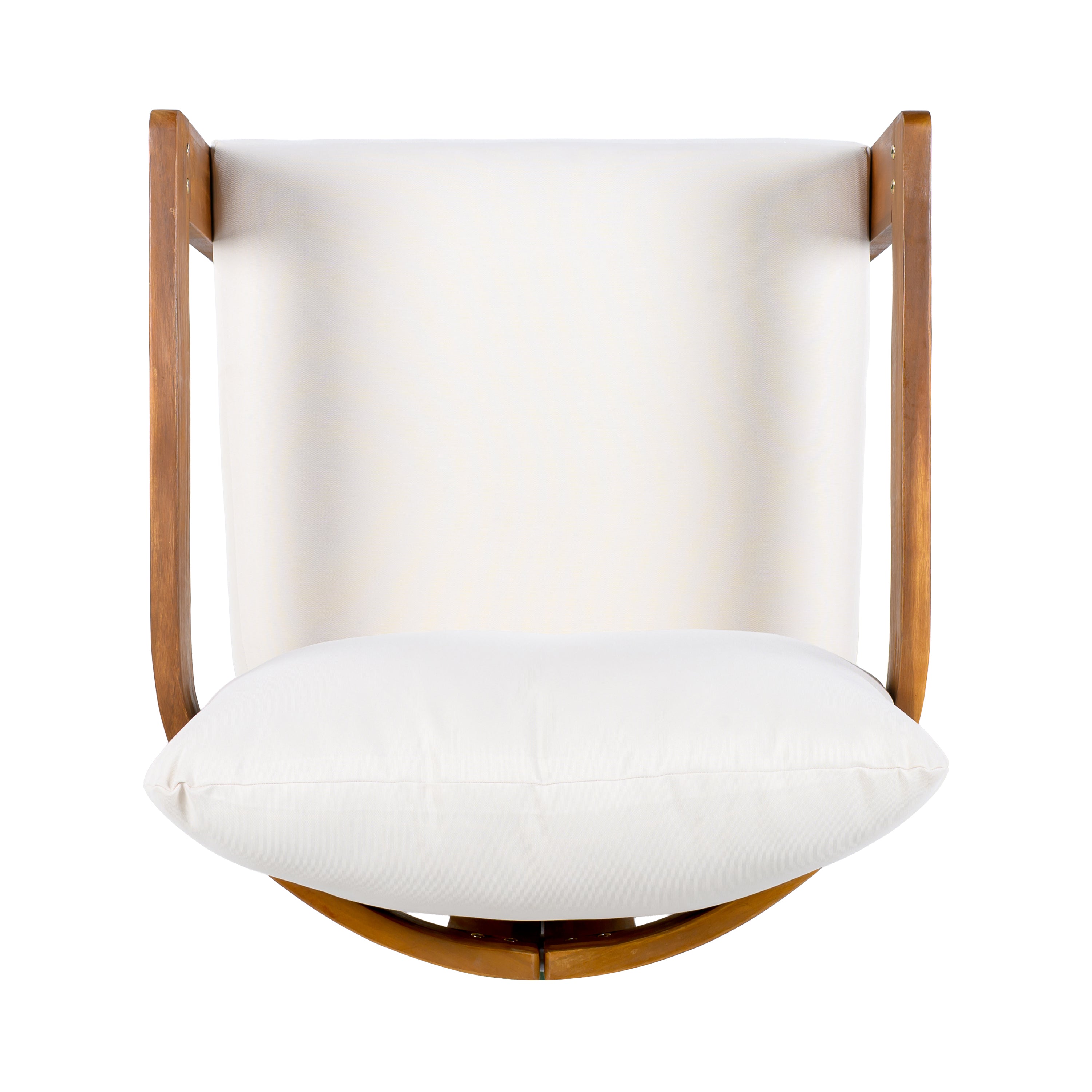 Decorative wall light fixture with wooden frame and white cushion on a white background