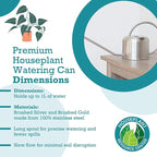 Advertisement for a premium houseplant watering can with product details and branding.