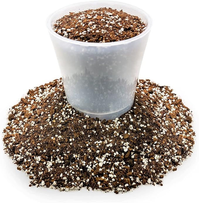 White pot with soil on a white background