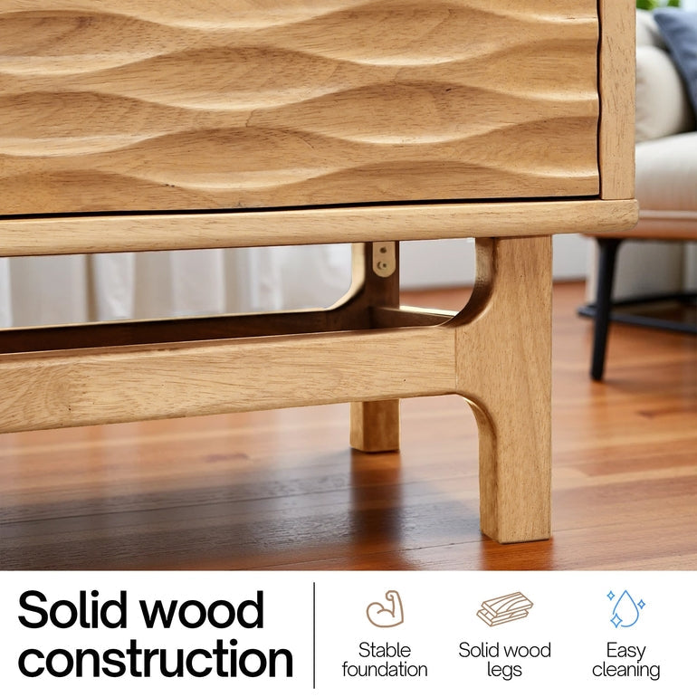 Acacia Elara Solid Wood TV Stand with Storage and Cable Management