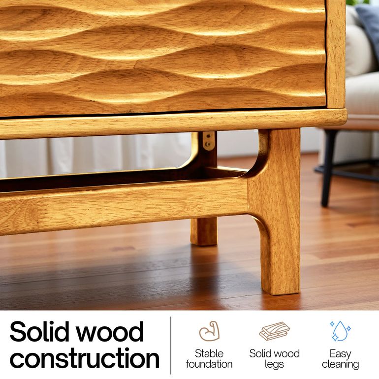 Acacia Elara Solid Wood TV Stand with Storage and Cable Management