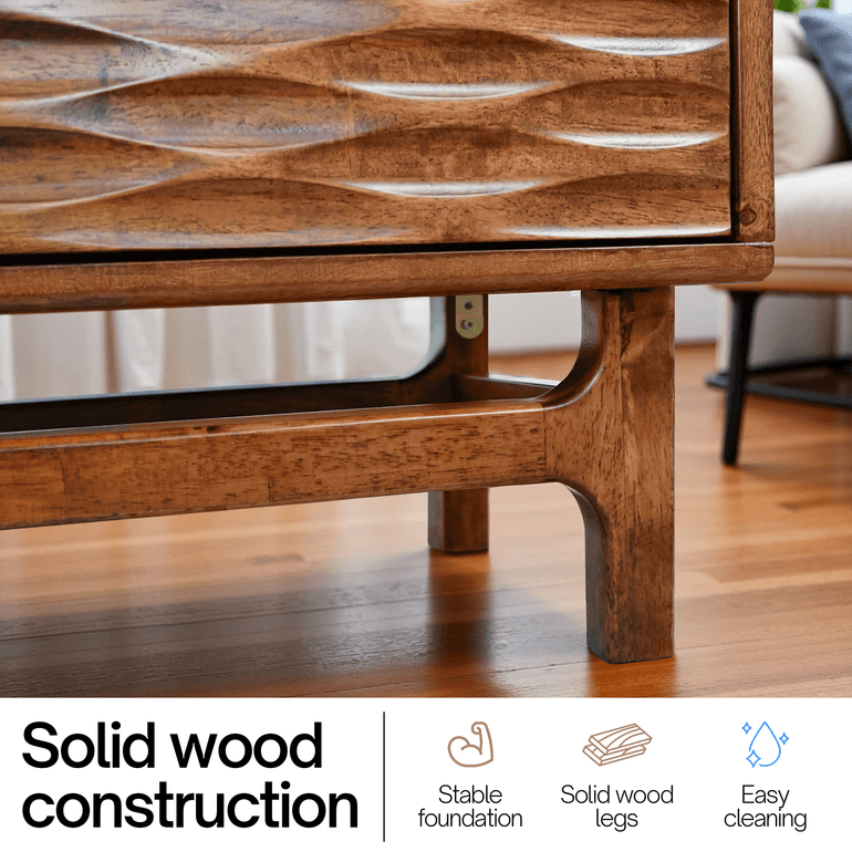 Acacia Elara Solid Wood TV Stand with Storage and Cable Management