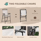 Two foldable chairs with features highlighted on a beige background