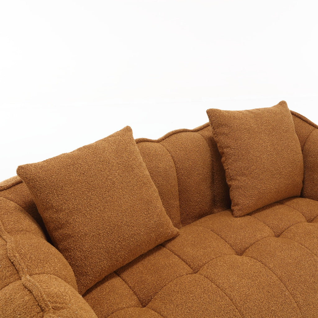 Brown textured sofa with two cushions on a white background