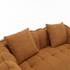 Brown textured sofa with two cushions on a white background