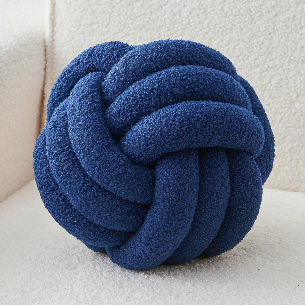 Decorative Throw Knot Pillow Ball for Home Chair Sofa Couch Bed Aesthetic Round Decor Pillows Lambswool Knotted Pillow Cushion (Beige, 8inches)