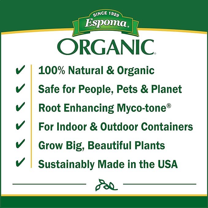 Espoma Organic product label with green and white color scheme.